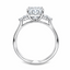 Lab Grown Radiant Cut 2.05ct Diamond Engagement Ring with Diamond Shoulders Trefoil Diamond Side Stones