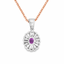 Oval Cut Pink Sapphire & Diamond Cluster Pendant