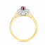 Oval Cut Ruby & Round Brilliant Cut Diamond Cluster Engagement Ring