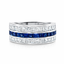 Princess Cut Sapphire & Diamond 3 Row Half Hoop Eternity Ring