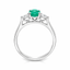 Oval Cut Emerald & Pear Cut Diamond Trilogy Engagement Ring