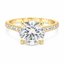 Lab Grown Round Brilliant Cut 3.00ct Diamond Solitaire Engagement Ring With Diamond Shoulders & Hidden Halo
