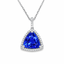 Triangle Cut Tanzanite With Diamond Halo Pendant