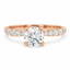 Round Brilliant Cut 0.80ct Diamond Engagement Ring with Diamond Shoulders & Hidden Halo