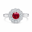 Round Brilliant Cut Ruby With Round Brilliant Cut Diamond Cluster