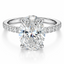 Lab Grown Oval Cut 3.54ct Diamond Solitaire Engagement Ring With Diamond Shoulders