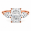 Lab Grown Radiant Cut 2.50ct Diamond Trilogy Engagement Ring with Pear Cut Lab Diamond Side Stones