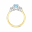 Emerald Cut Aqua With Trefoil Diamonds