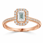 Emerald Cut 0.71ct Diamond Halo Engagement Ring