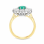 Oval Cut Emerald & Round Brilliant Cut Diamond Cluster Engagement Ring