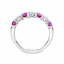 Round Brilliant Cut Pink Sapphire & Diamond 7 Stone Eternity Ring