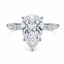 Lab Grown Diamond Pear Cut 3.01ct Solitaire Engagement Ring With Diamond Shoulders