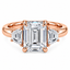 Lab Grown Emerald Cut 2.29ct Diamond Engagement Ring With Trapezoid Cut Diamond Side Stones