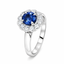 Round Brilliant Cut Sapphire With Round Brilliant Cut Diamond Cluster