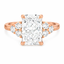 Lab Grown Radiant Cut 2.05ct Diamond Engagement Ring with Diamond Shoulders Trefoil Diamond Side Stones