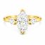 Lab Grown Marquise Cut 1.52ct Diamond Engagement Ring With Pear Cut Side Stones