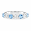 Round Brilliant Cut Diamond & Aqua 7 Stone Eternity Ring