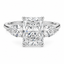 Lab Grown Radiant Cut 2.50ct Diamond Trilogy Engagement Ring with Pear Cut Lab Diamond Side Stones