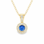 Round Brilliant Cut Sapphire & Diamond Halo Pendant