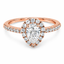 Pear Cut 0.54ct Diamond Halo Engagement Ring