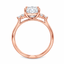 Lab Grown Radiant Cut 2.05ct Diamond Engagement Ring with Diamond Shoulders Trefoil Diamond Side Stones