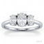 Oval Cut 0.50ct Diamond Trilogy Engagement Ring With Oval Cut Diamond Side Stones