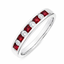 Round Brilliant Cut Diamond & Princess Cut Ruby Half Hoop Eternity Ring