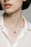 Round Brilliant Cut Pink Sapphire & Diamond Halo Pendant